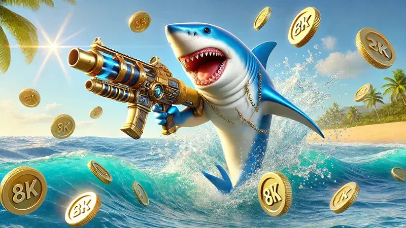 Visual permainan tembak ikan CAK4D di layar arcade
